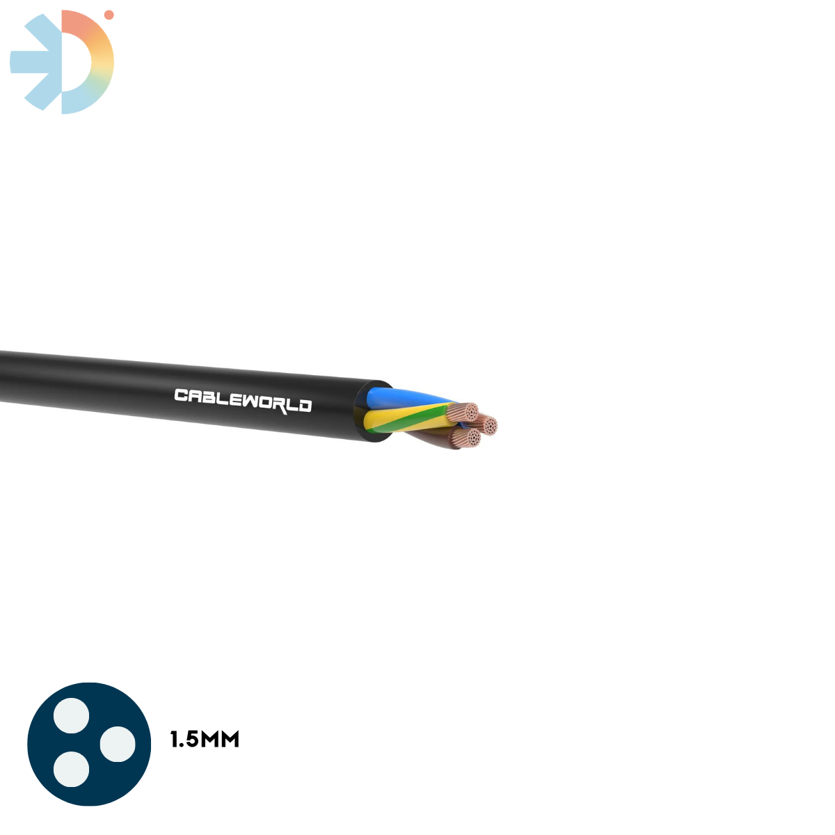 FLEX 3 CORE 1.5MM BLACK CABLE